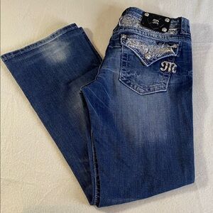 Miss Me Sequin Easy Boot Jeans 30 rhinestones low rise distressed